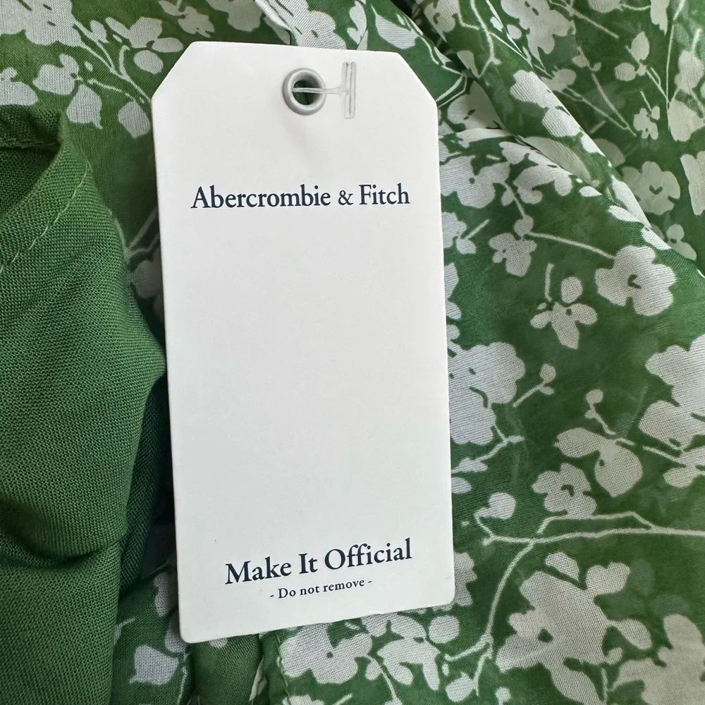 NWT Abercrombie & Fitch Long-sleeve sheer Green Floral Cutout Dress - Small - Picture 10 of 10